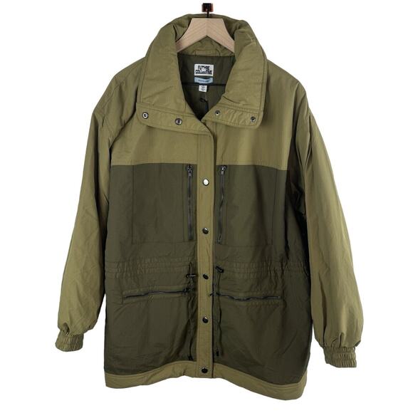 Womens Size XL Olive Green Zip Utility Jacket Pockets Outdoors Hiking - Picture 1 of 10